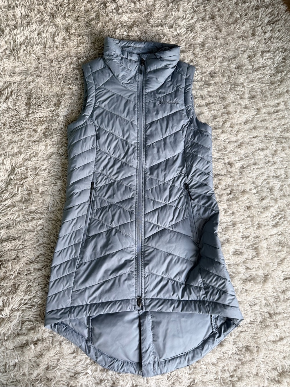 Columbia Omni-Heat Longline Quilted Puffer Vest Gray Small